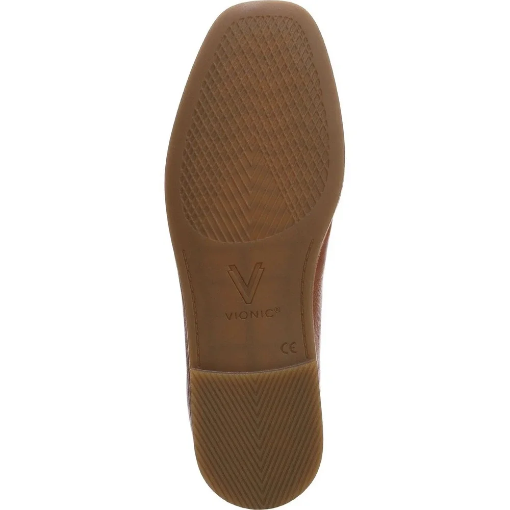 Vionic Willa Flat 2.0 Sz 9.5 Slip On Tan Leather Preppy Chic $140
